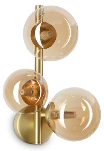 Tani Bursztynowa lampa ścienna szklane kule na metalowej ramie kinkiet Ideal Lux 322742 Perlage ap3 3xG9