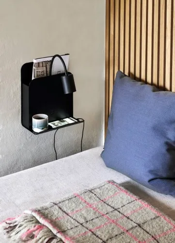 Wysoka jakość Lampa ścienna Kinkiet Nordlux 2112551003 Roomi indoor GU10 24 x 28cm czarny regulacja włącznik półka kabel z wtyczką