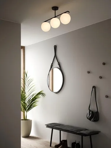 Sprawdź teraz Lampa sufitowa żyrandol skandynawski Nordlux 2010583003 Grant 3 3xE14 69cm x 29cm Stelaż Czarny Klosze białe kule