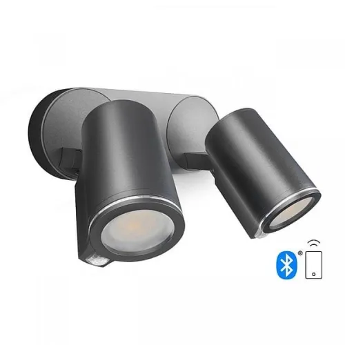 Nowość Zewnętrzna lampa ścienna Steinel ST058654 Spot Duo Connect 2xGU10 IP44 czujnik ruchu zmierzchu aplikacja antracyt