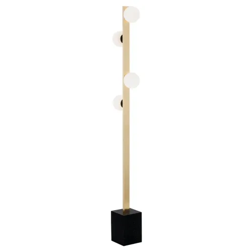 Lampa stojąca czarny spód mosiężne ramię szklane klosze opal Argon 1738 Freemont 4xG9 150cm Bestseller