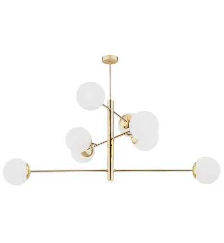 Promocja Lampa wisząca szklane klosze kule opal na mosiężnym stelażu Argon 5043 Cameron 8xE27