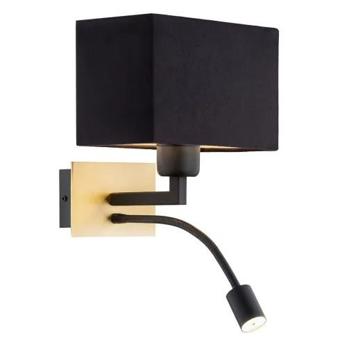 Lampa ścienna kinkiet z abażurem i reflektorem Argon 1041 Bill E27 i LED 4,5W 3000K czarny mosiądz szczotkowany Zamów dziś