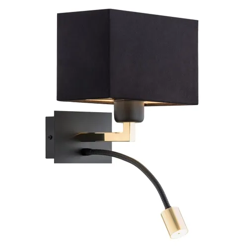 Łatwy zwrot Lampa ścienna kinkiet z abażurem i reflektorem Argon 1042 Bill E27 i LED 4,5W 3000K czarny mosiądz