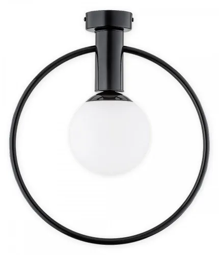 Ostatnia szansa Lampa sufitowa czarna obręcz z szklanym kloszem kulą Lemir O2941 P1 CZA Rico E14