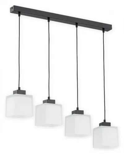 Bezpieczne zakupy Lampa wisząca z kloszami sześcianami na czarnej listwie Lemir O2974 W4 CZA + BIA Teru 4xE27