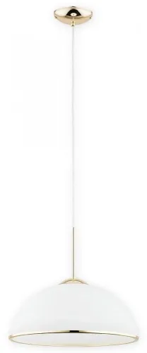 Do wyczerpania zapasów Lampa wisząca z białym kopułowym kloszem i złotymi dodatkami Lemir O3137 W1 ZL Freja E27 35cm