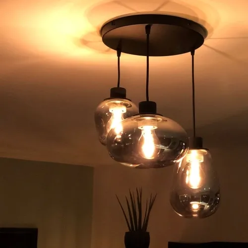 Czarna okrągła lampa wisząca przydymione klosze Steinhauer 3079ZW Reflexion 3xE27 30cm Wysoka jakość