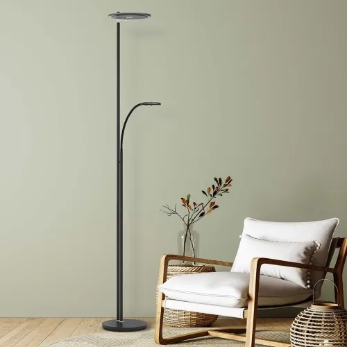 Hit sprzedaży Czarna nowoczesna lampa podłogowa dwa źródła światła Steinhauer 2989ZW Turound Light color LED 40W + 10W 3000K 187cm