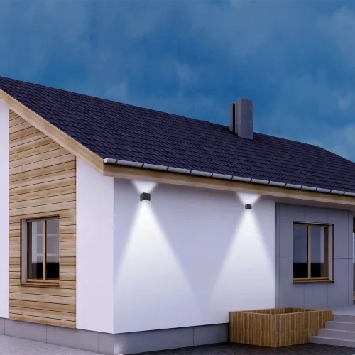 Czarna kwadratowa lampa ścienna kinkiet ogrodowy Steinhauer 2728ZW Buitenlampen LED 2x3W 3000K 10cm Sprawdź teraz