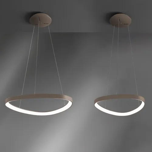 Tylko do końca tygodnia Beżowo piaskowa lampa wisząca zagięta obręcz Vivida International 0083.30.SA DIM WN Lifering LED 48W 3000K/4000K 61cm x 200cm ściemnialna