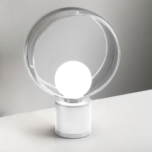Szybka wysyłka Biała lampa stołowa z szklaną obręczą Vivida International 0082.41.BI Cosmit G9 32cm