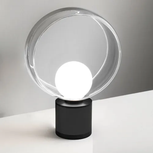 Lampa stołowa z szklaną obręczą na czarnej podstawie Vivida International 0082.41.NE Cosmit G9 32cm Niska cena
