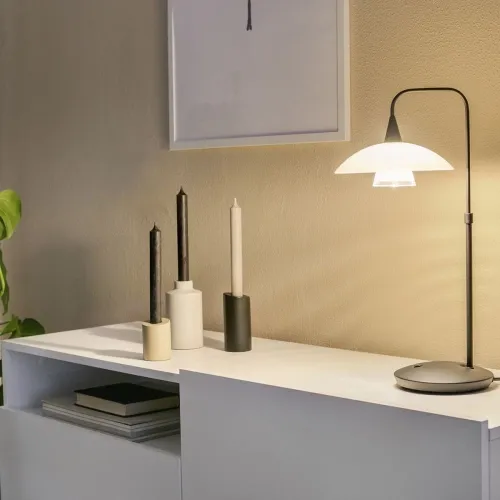 Wyprzedaż Czarna klasyczna lampa stołowa biały klosz Steinhauer 2657ZW Tallerken G9 45cm