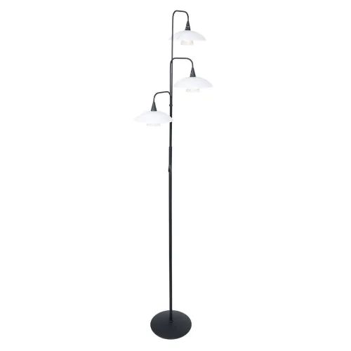 Tylko do końca tygodnia Czarna prosta lampa podłogowa białe klosze Steinhauer 2659ZW Tallerken 3xG9 168cm