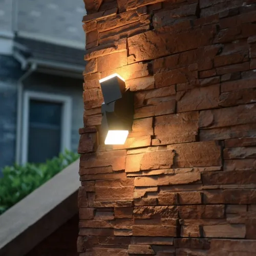 Oferta czasowa Czarna regulowana nowoczesna lampa ogrodowa Steinhauer 1507ZW Buitenlampen LED 2x6,5W 2700K 9,5cm