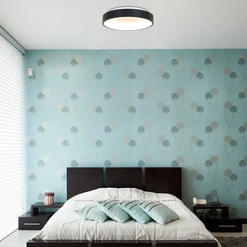 Ostatnie sztuki Czarna okrągła lampa sufitowa plafon Steinhauer 2562ZW Ringlede LED 30W 2700K 38cm