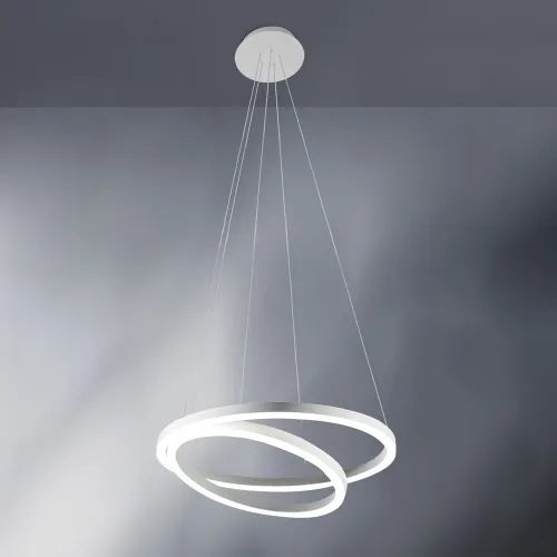Premium Biała nowoczesna lampa wisząca dwie obręcze Vivida International 0001.31 Hurricane LED 60W 3000K 60cm