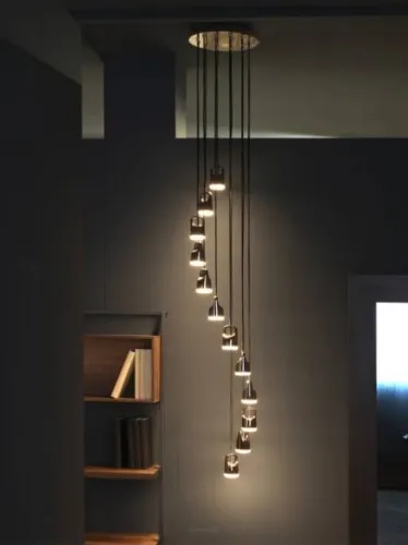 Złota lampa wisząca z dekoracyjnymi reflektorami Vivida International 0053.33.OR Bag LED 38W 3000K 30cm x 216cm Bezpieczna płatność