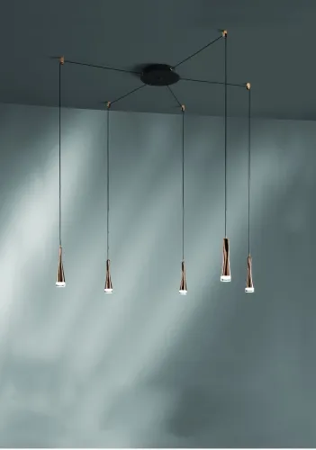 Rabat Czarno złota podwieszana lampa wisząca typu pająk Vivida International 0052.31.OR Twist LED 18W 3000K kabel 5m