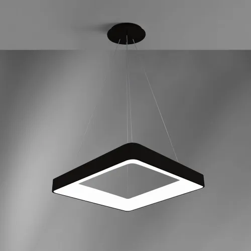 Bezpieczne zakupy Czarna lampa wisząca kwadratowa zaoblona rama Vivida International 0044.30.NE Inner S LED 50W 3000K 60cm x 211cm