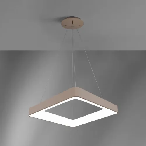 Promocja Beżowo piaskowa lampa wisząca kwadratowa zaoblona rama Vivida International 0044.31.SA Inner S LED 80W 3000K 80cm