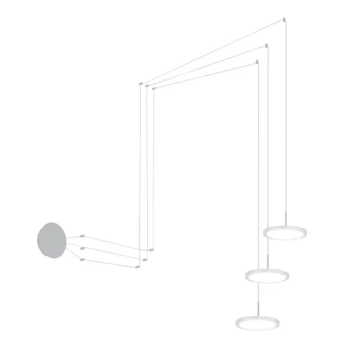 Biały długi podwieszany kinkiet z trzema reflektorami lampa ścienno sufitowa Vivida International 0073.34.BI WN Mystery LED 30W 3000K/4000K kable 5m Wyprzedaż
