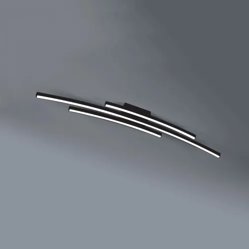 Czarna lampa sufitowa trzy lekko zagięte listwy Vivida International 0041.21.NE Bow LED 48W 3000K 120cm Kup teraz