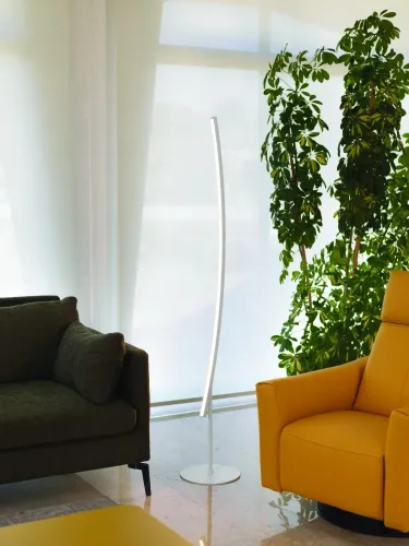 Biała lekko wygięta lampa podłogowa Vivida International 0041.50.BI Bow LED 26W 3000K 175cm Ograniczona ilość