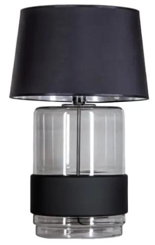 Lampa stołowa szklana podstawa z czarnym pasem i czarno srebrnym abażurem 4Concepts L250112261 Umbriel E27 65cm x 40cm Bezpieczne zakupy