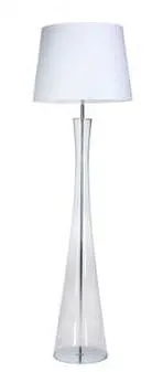 Lampa podłogowa z transparentną szklaną podstawą i białym abażurem 4Concepts L235310259 Siena E27 165cm x 50cm Nowy