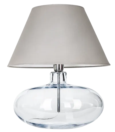 Cena promocyjna Lampa nocna stołowa szklana podstawa i szaro biały abażur 4Concepts L005031206 Stockholm E27 47cm x 40cm