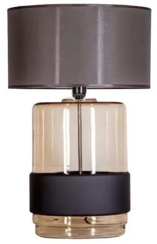 Lampa stołowa dymna szklana podstawa z czarnym pasem i brązowym abażurem 4Concepts L250110427 Umbriel E27 65cm x 40cm Ostatnia szansa