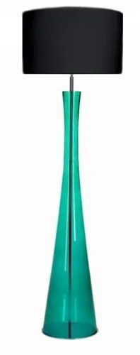 Lampa podłogowa zielona szklana podstawa i czarno złoty abażur 4Concepts L235312308 Siena E27 165cm x 50cm Premium