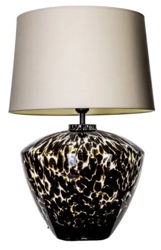 Wyprzedaż Lampa stołowa z malowaną szklaną podstawą i beżowo złotym abażurem 4Concepts L034102286 Ravenna E27 61cm x 40cm