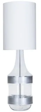 Szybka wysyłka Lampa stołowa szklana transparentno srebrna podstawa i czarno srebrny abażur 4Concepts L223281303 Biaritz E27 102cm x 34cm