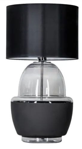 Lampa stołowa z szklaną dymno czarną podstawą i czarno białym abażurem 4Concepts L248112423 Ariel E27 62cm x 32cm Bezpieczne zakupy
