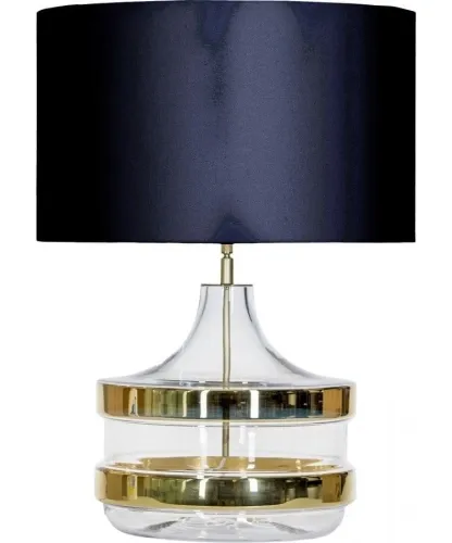 Lampa stołowa szklana podstawa z złotymi dodatkami i czarno złoty abażur 4Concepts L224181308 Baden E27 63cm x 50cm Wyprzedaż