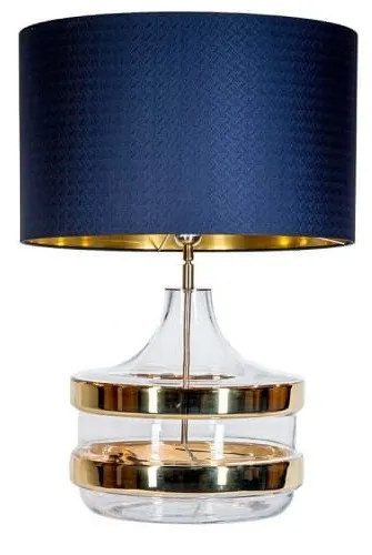 Bezpieczna płatność Lampa stołowa szklana podstawa z złotymi dodatkami i granatowo złoty abażur 4Concepts L224181334 Baden E27 63cm x 50cm