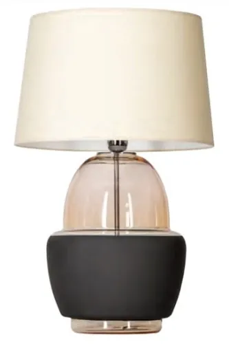 Lampa stołowa ze szklaną beżową podstawą i beżowo białym abażurem z materiału 4Concepts L248110220 Ariel Amberblack E27 63x40cm Szybka dostawa