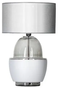 Lampa stołowa dymno biała szklana podstawa i srebrny abażur 4Concepts L248111425 Ariel E27 63cm x 40cm Obniżka ceny