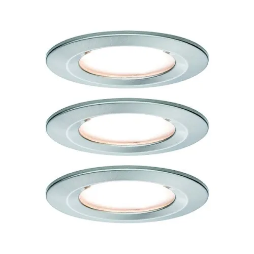 Darmowy zwrot Oprawa do wbudowania NOVA COIN LED DIM stała zestaw 3x6W 470lm 78mm 2700K IP44 230V szczotkowane żelazo Paulmann PL93494