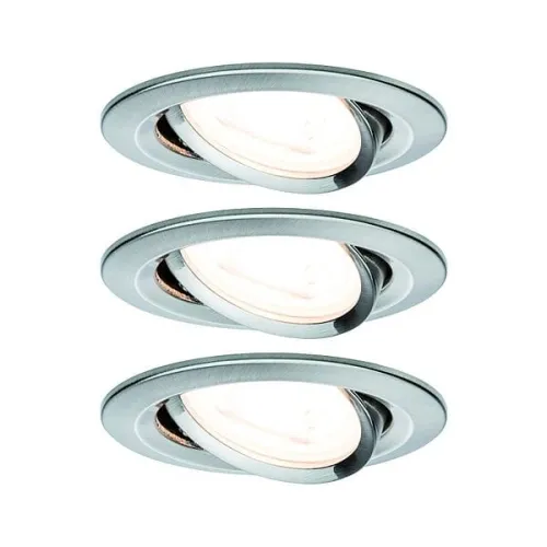 Łatwy zwrot Oprawa do wbudowania NOVA LED wychylna zestaw 3xGU10 6,5W 460lm 2700K 84mm 230V żelazo szczotkowane Paulmann PL93429