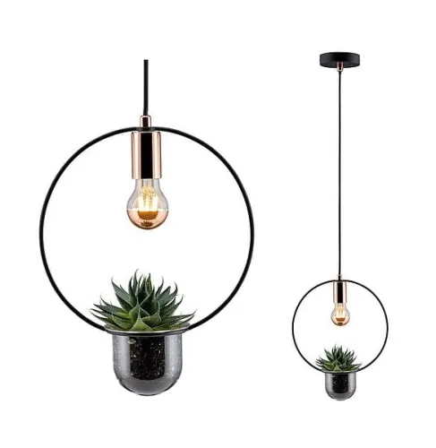 Popularny Neordic Tasja Lampa wisząca do roślin max. 1x20W E27 230V Czarny/Miedź Metal Paulmann PL79748