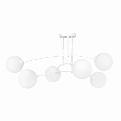 Premium Biała lampa sufitowa z rozległym ramionami zakończonymi szklanymi kulami Emibig 671/6 Pregos 6 White 6xE14 70cm