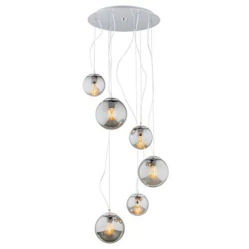 Rabat Lampa wisząca nad stół grafitowe szklane kule Argon 2529 Optica 6xE27 chrom