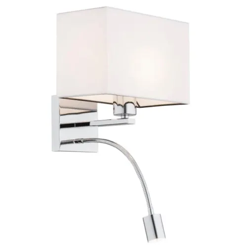Lampa ścienna kinkiet z abażurem i reflektorem Argon 867 Hilary E27 i LED 4,5W 3000K chrom biały Tylko dziś