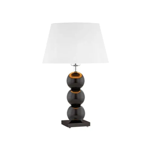 Dostępne od ręki Lampa nocna czarna szklana podstawa biały abażur Argon 4058 Fudżi E27 55x30cm