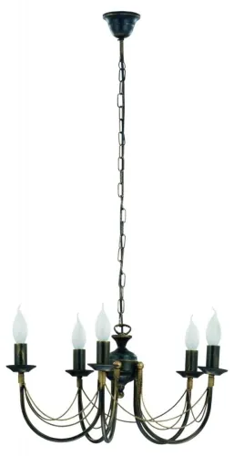 Czarny klasyczny świecznikowy żyrandol na łańcuchu z elementami złota Nowodvorski 205 Ares V 5xE14 50cm x 100cm Kup teraz