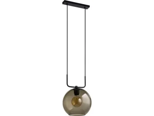 Szybka dostawa Czarna lampa wisząca z okrągłym dymnym szklanym kloszem nad stolik Nowodvorski 9364 Monaco I E27 30cm x 142cm